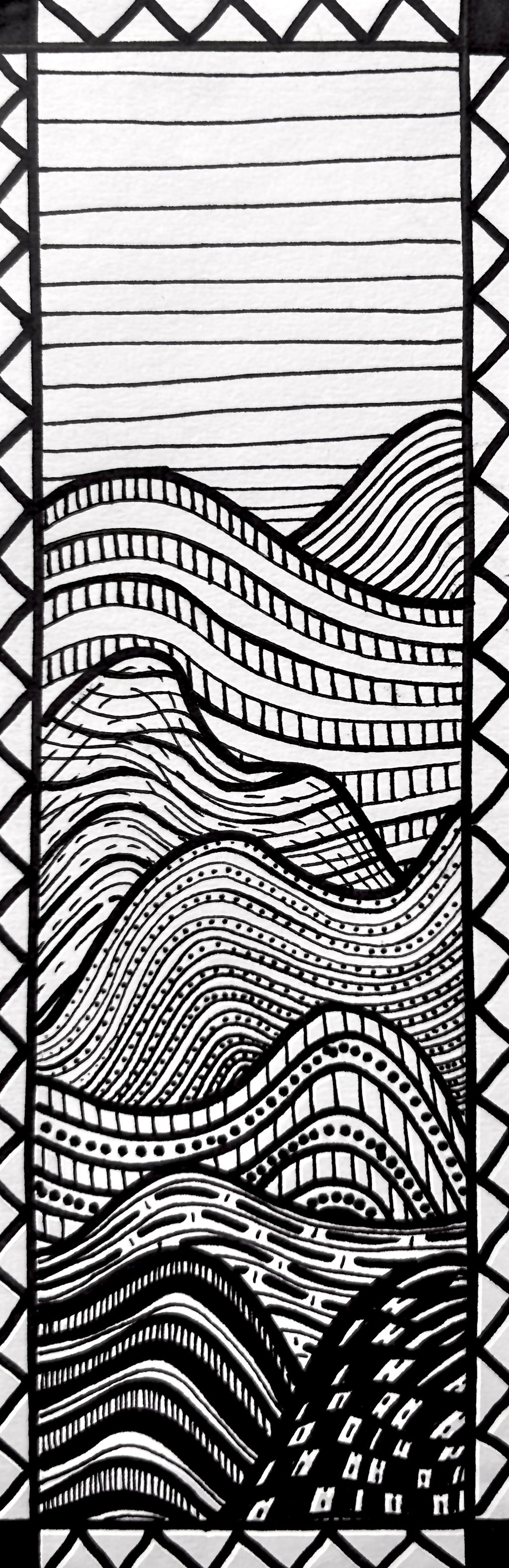 Black and white wavy pattern design