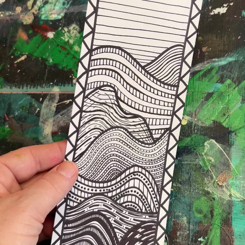 Short video showing the original modern line ink landscape drawing