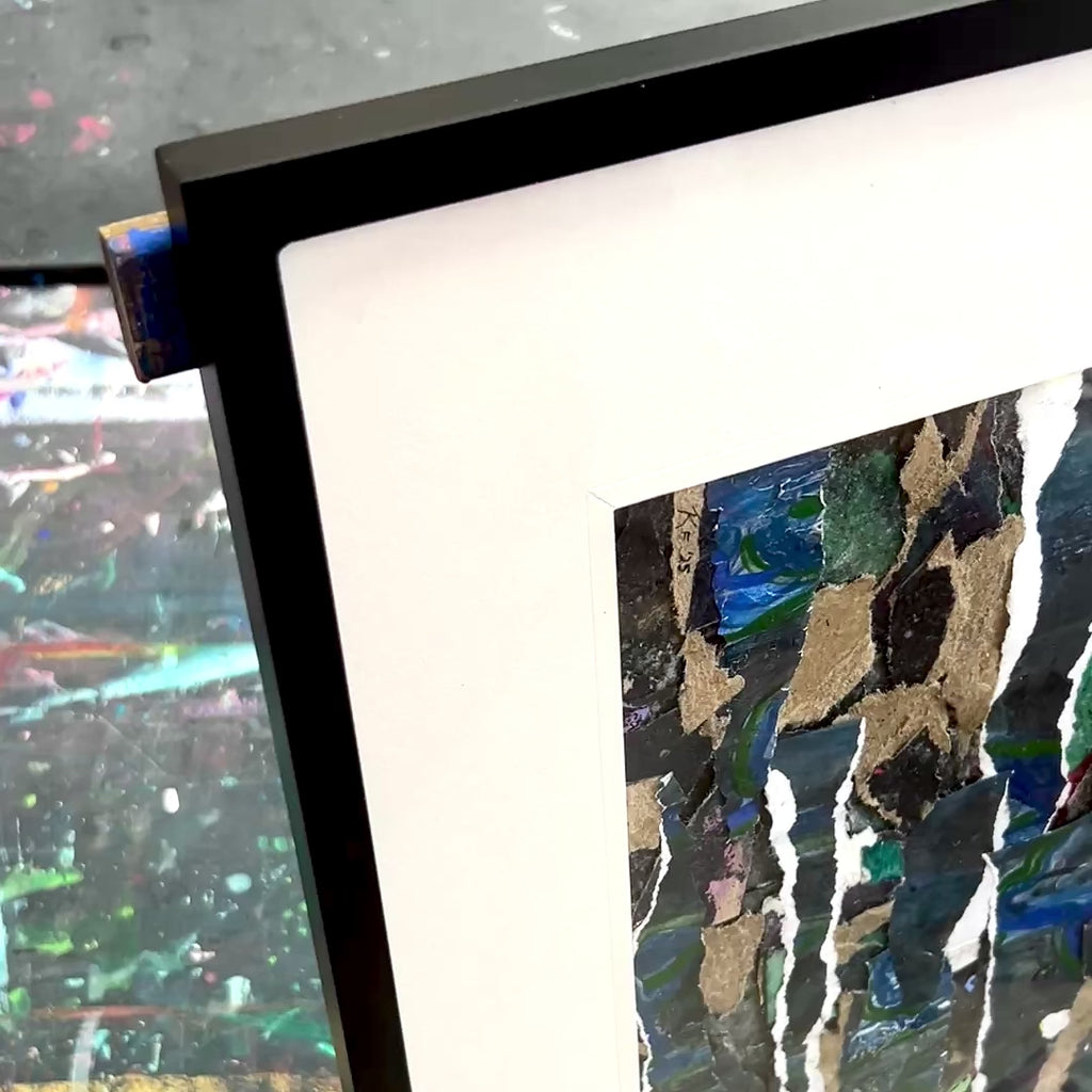 Video showing a framed original collage. Representing growth and stability forged in tough times.
