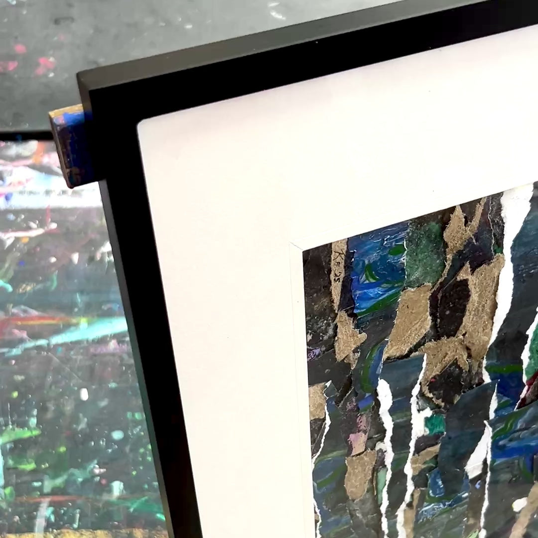 Video showing a framed original collage. Representing growth and stability forged in tough times.